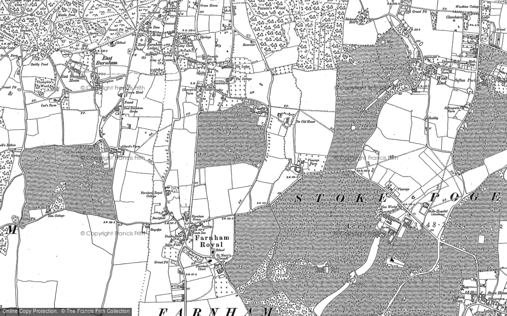 Old Map of Historic Map covering Farnham Park in 1897