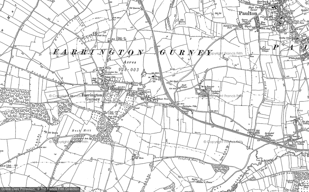 Old Map of Farrington Gurney, 1884 in 1884