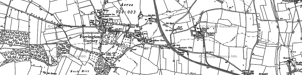 Old map of Farrington Gurney in 1884