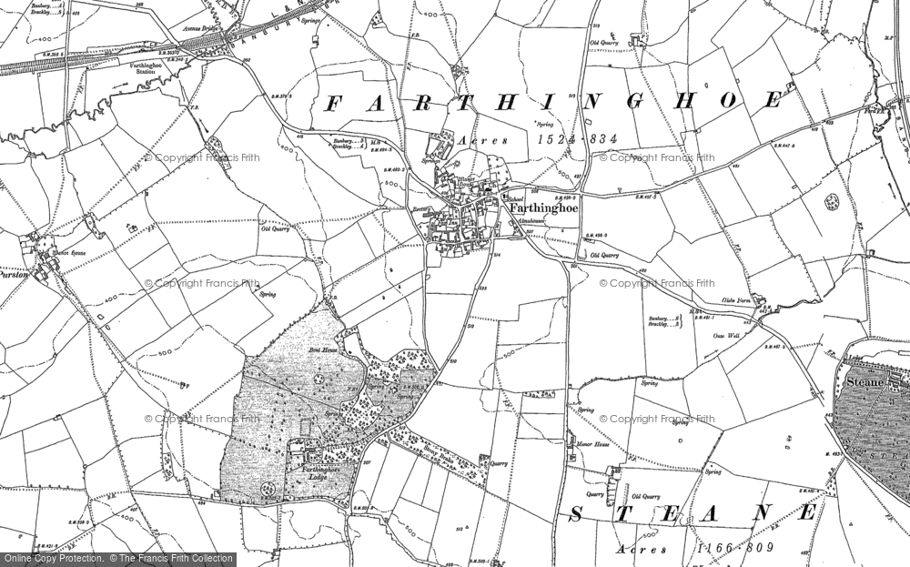 Old Map of Farthinghoe, 1883 - 1898 in 1883