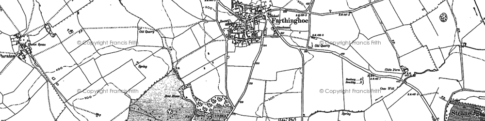 Old map of Farthinghoe in 1883