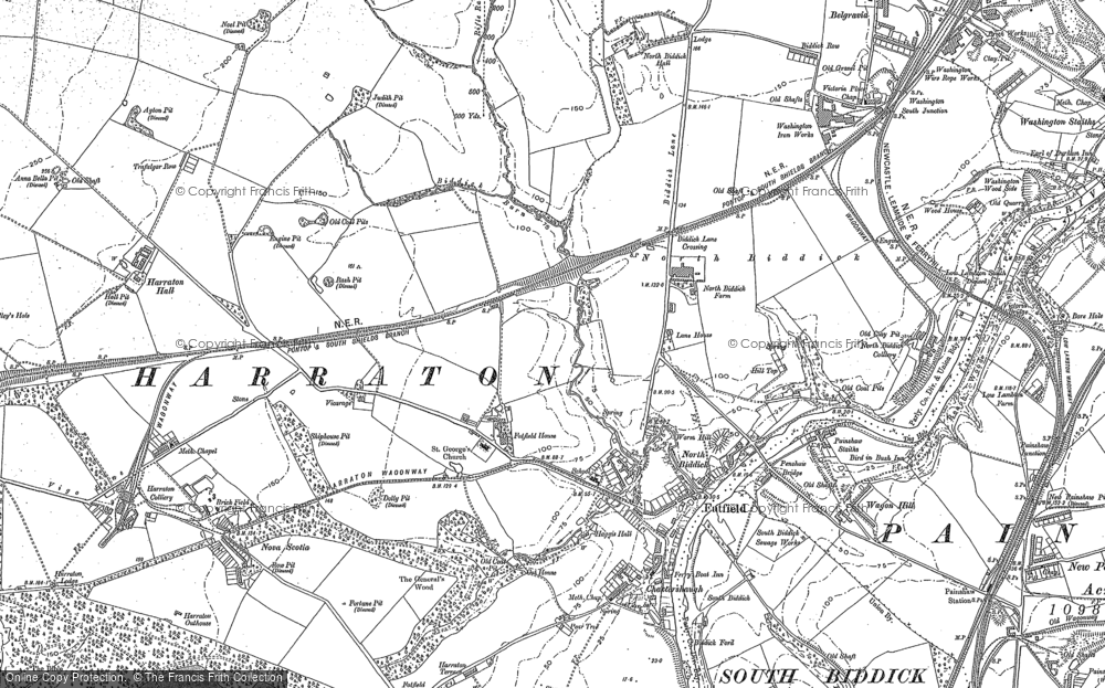Old Map of Fatfield, 1895 in 1895