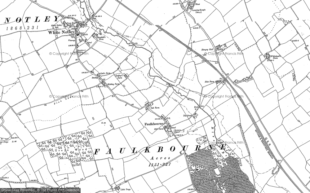 Old Map of Faulkbourne, 1896 in 1896