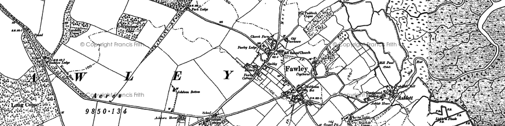 Old map of Ashlett in 1895