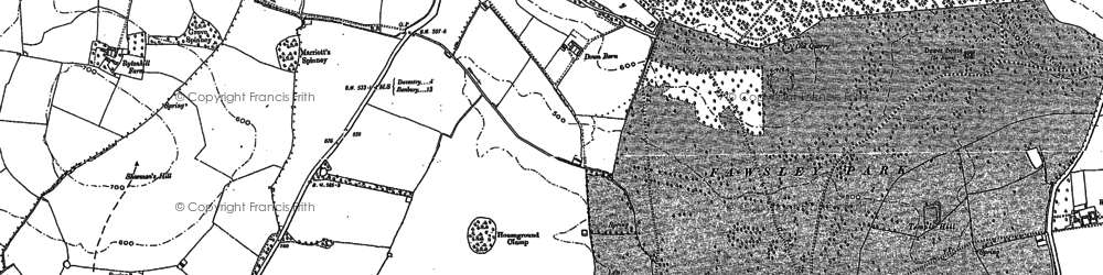 Old map of Fawsley in 1883