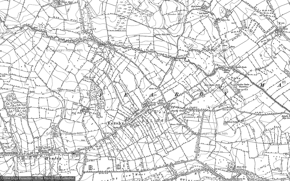 Old Map of Fearby, 1890 in 1890