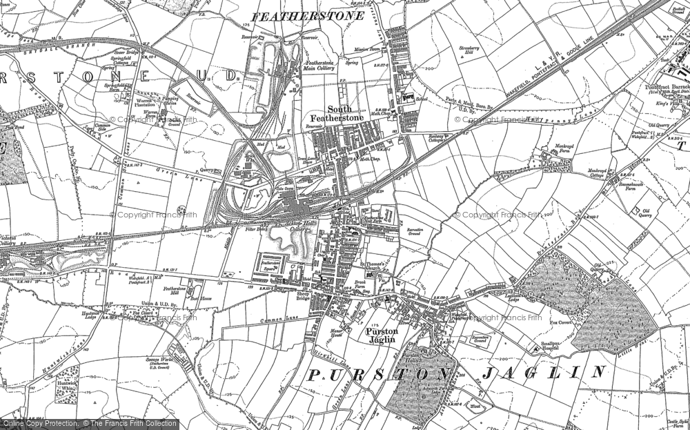 Old Map of Historic Map covering Purston Jaglin in 1890