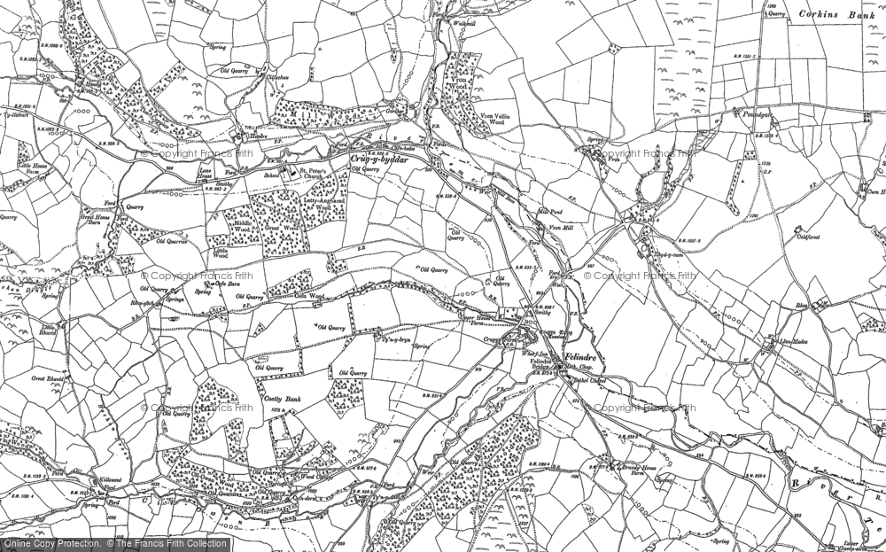 Old Map of Historic Map covering Rhyd-y-cwm in 1887