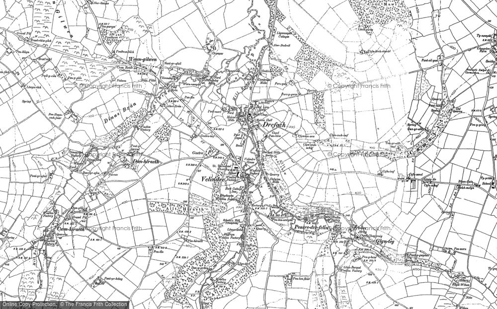 Old Map of Historic Map covering Drefach in 1888