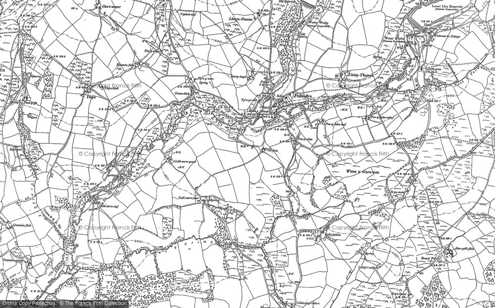 Old Map of Historic Map covering Blaennant Ddu in 1897