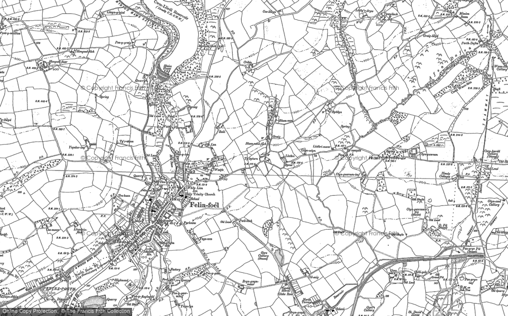 Old Map of Historic Map covering Blaenhiraeth in 1878
