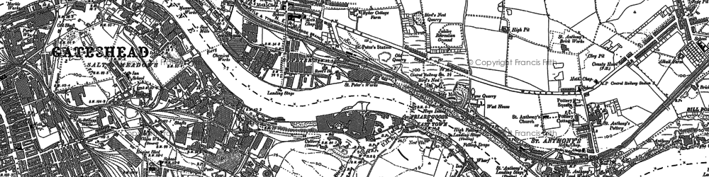Old map of Felling Shore in 1895