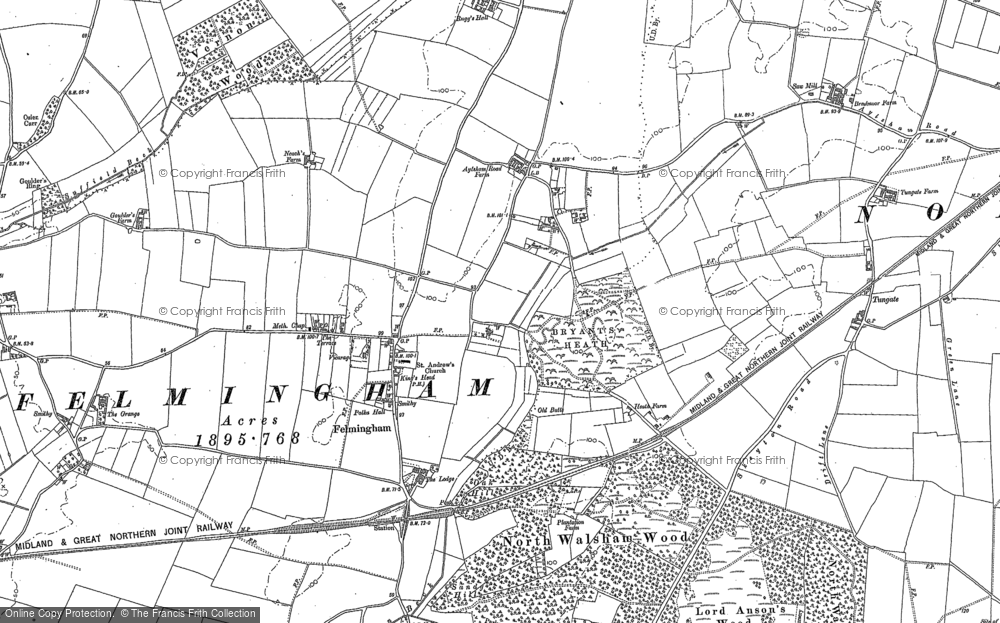 Old Map of Historic Map covering Bryant's Heath in 1884