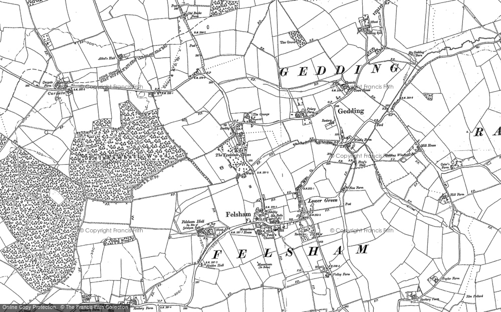 Old Map of Historic Map covering Bradfield Woods (Nature Reserve) in 1884