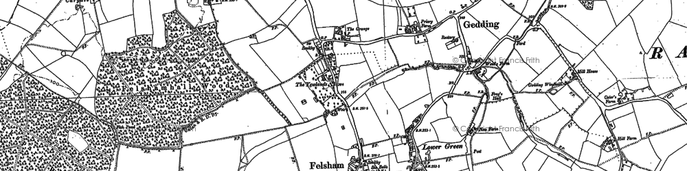 Old map of Bradfield Woods (Nature Reserve) in 1884