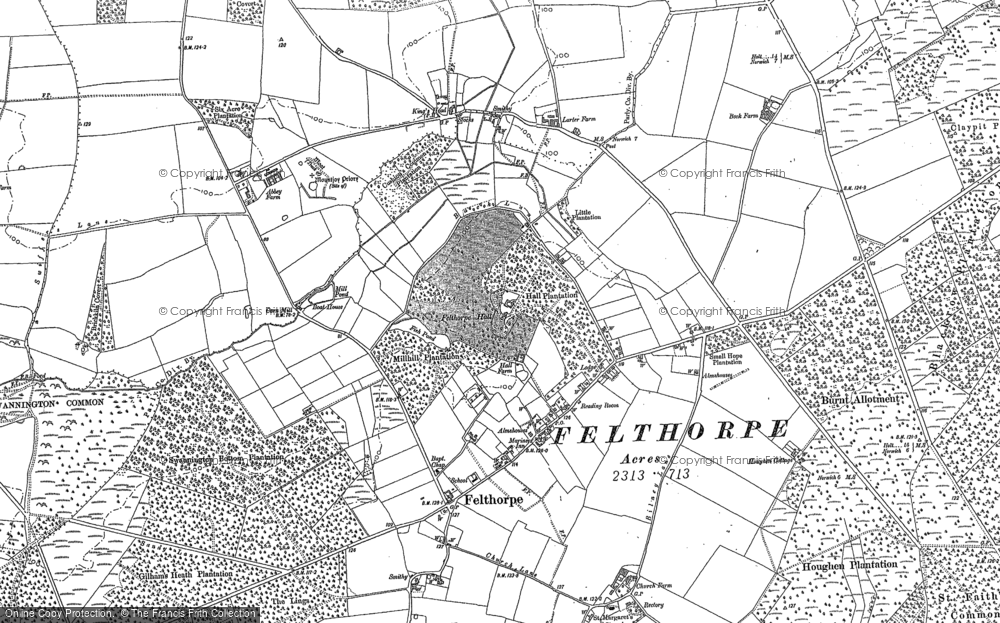 Old Map of Historic Map covering Burnt Allotment in 1882