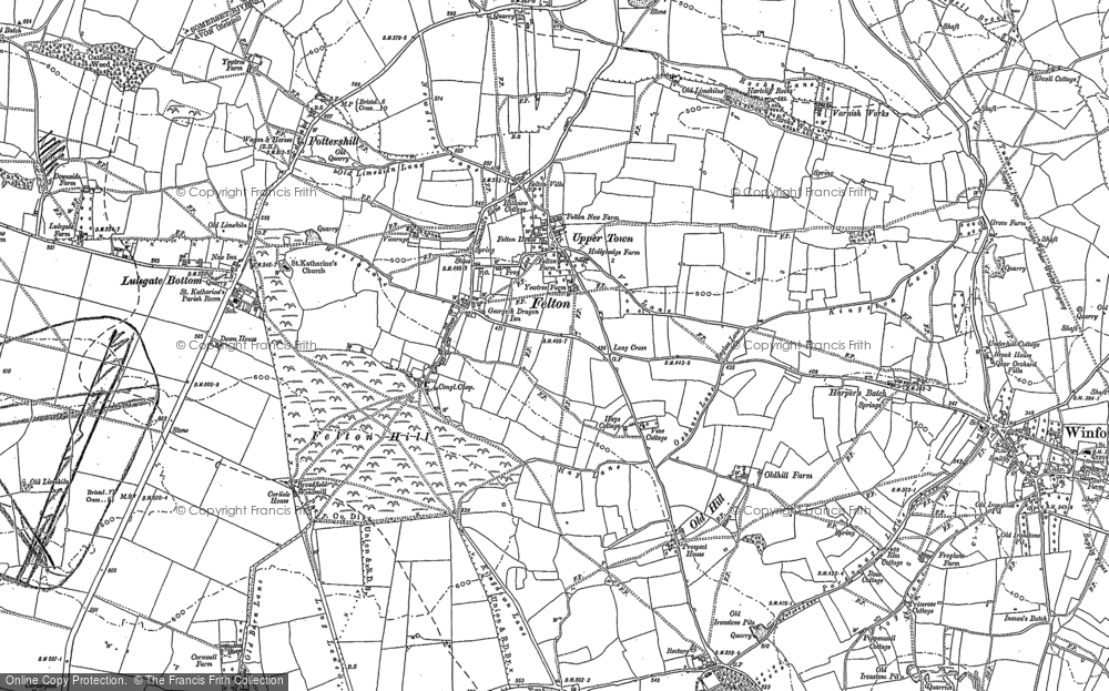 Old Map of Historic Map covering Kingdown in 1883