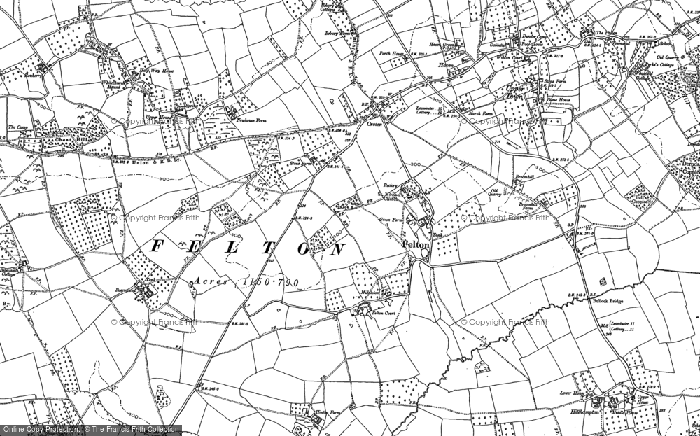 Old Map of Felton, 1885 - 1886 in 1885
