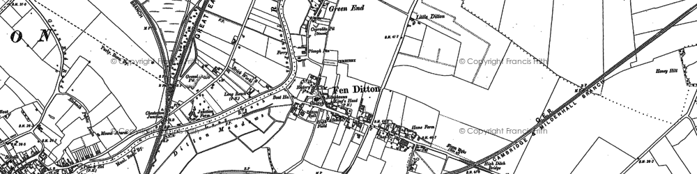 Old map of Fen Ditton in 1886