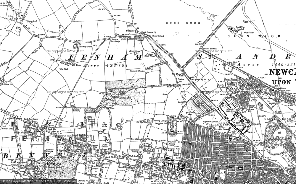 OLD ORDNANCE SURVEY MAP ARTHURS HILL & FENHAM 1913 WESTGATE ROAD NEWCASTLE 