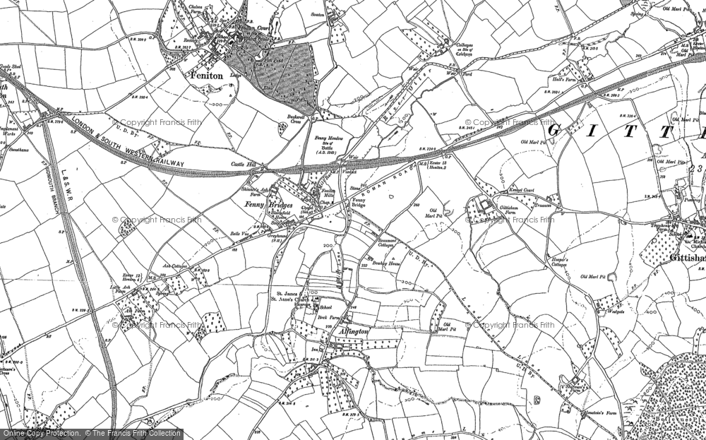 Old Map of Fenny Bridges, 1887 in 1887