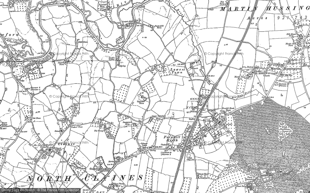 Old Map of Fernhill Heath, 1883 - 1884 in 1883