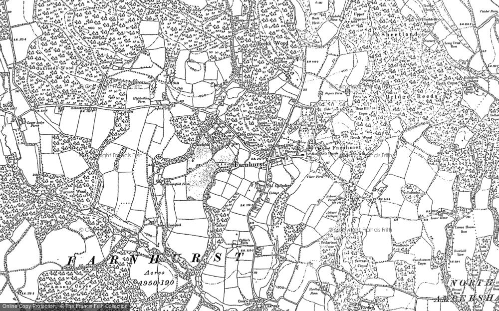 Old Map of Historic Map covering Amon's Copse in 1910