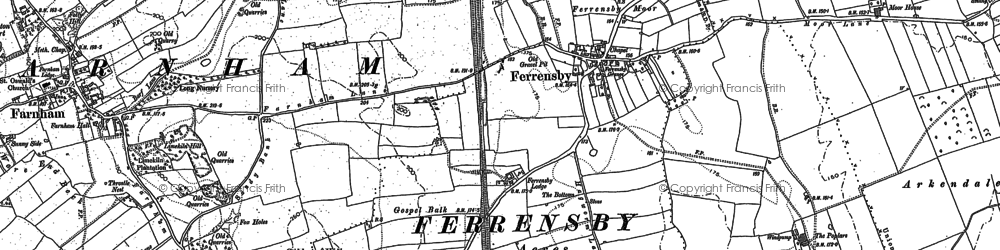 Old map of Ferrensby in 1849