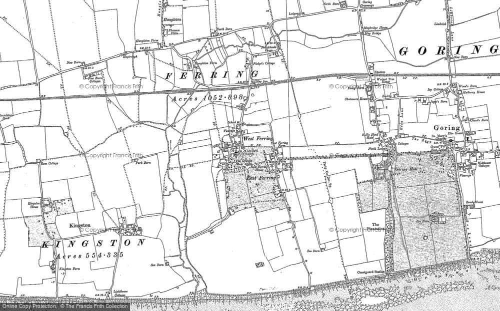 Old Map of Ferring, 1896 - 1910 in 1896