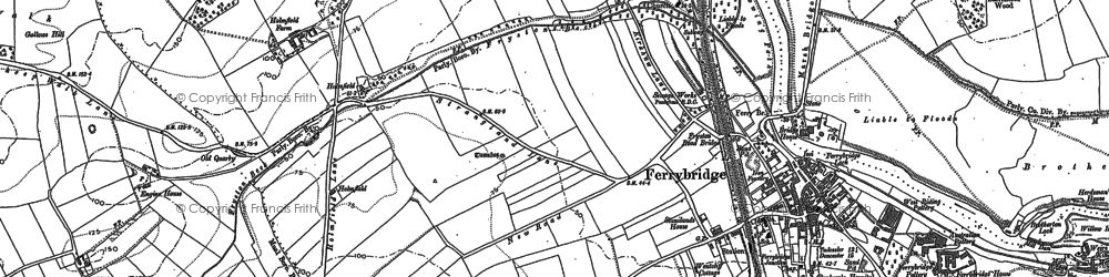 Old map of Ferrybridge in 1890