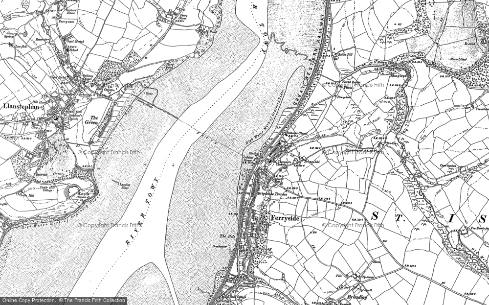 Old Map of Historic Map covering Bronyn in 1887