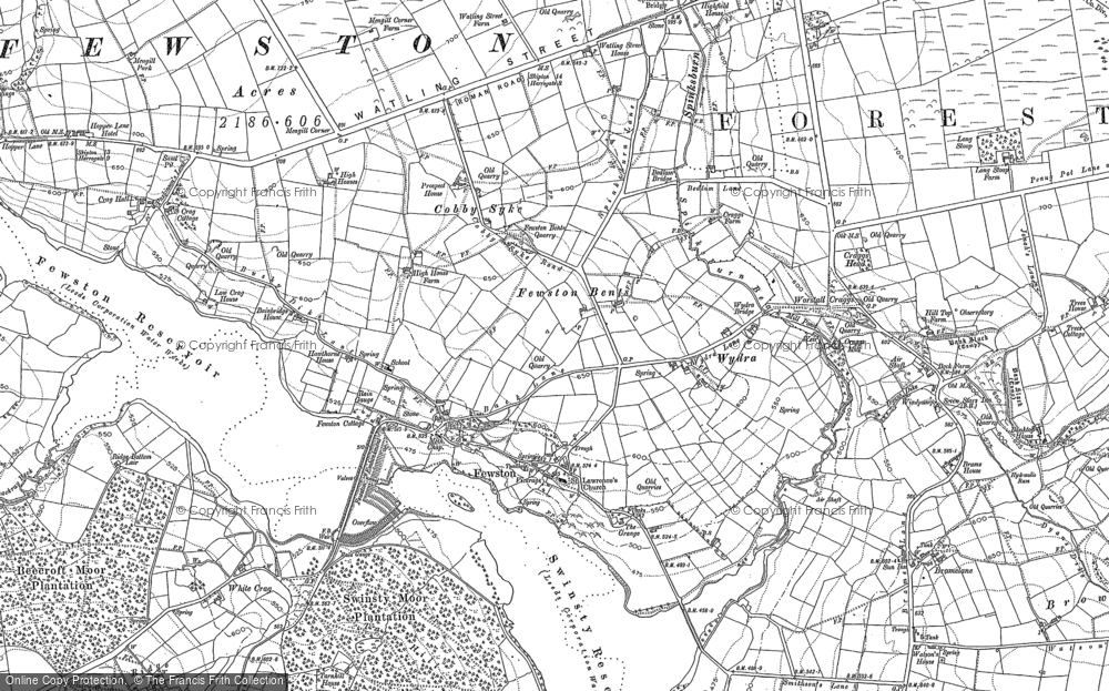 Old Map of Historic Map covering Fewston Bents in 1907