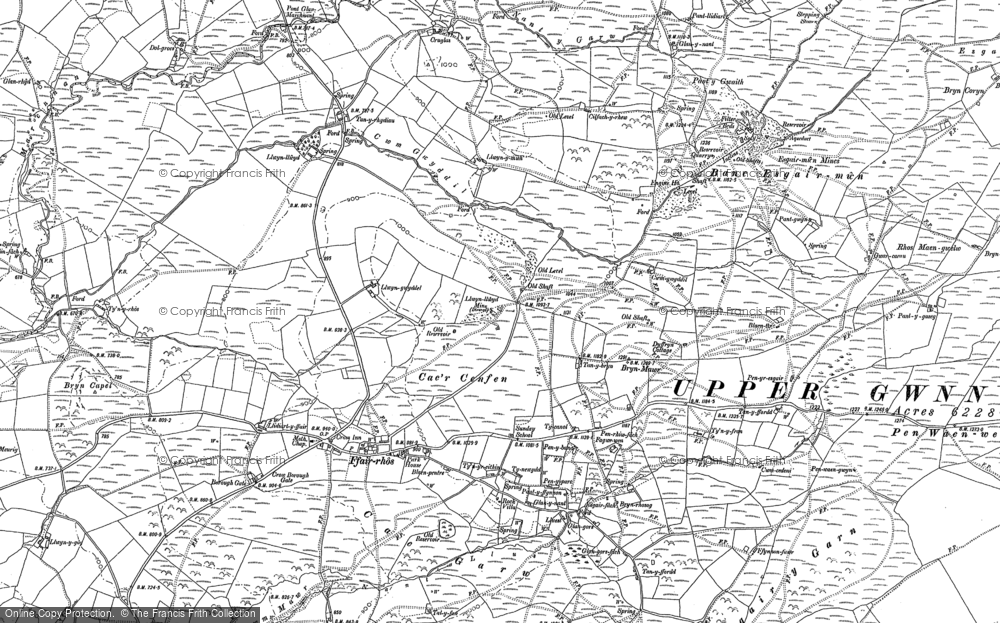 Old Map of Historic Map covering Tynfron in 1886
