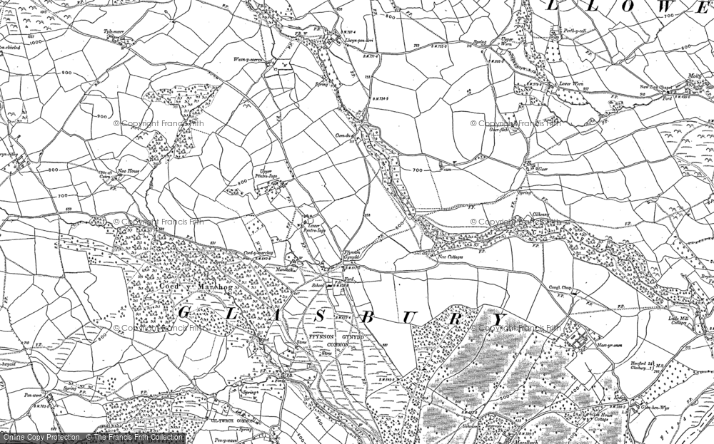 Old Map of Historic Map covering Brynsifiog in 1903