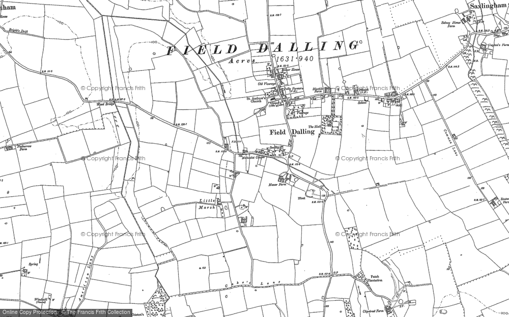 Old Map of Historic Map covering Little Marsh in 1885