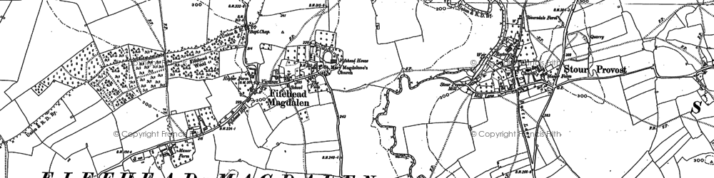 Old map of Fifehead Magdalen in 1900