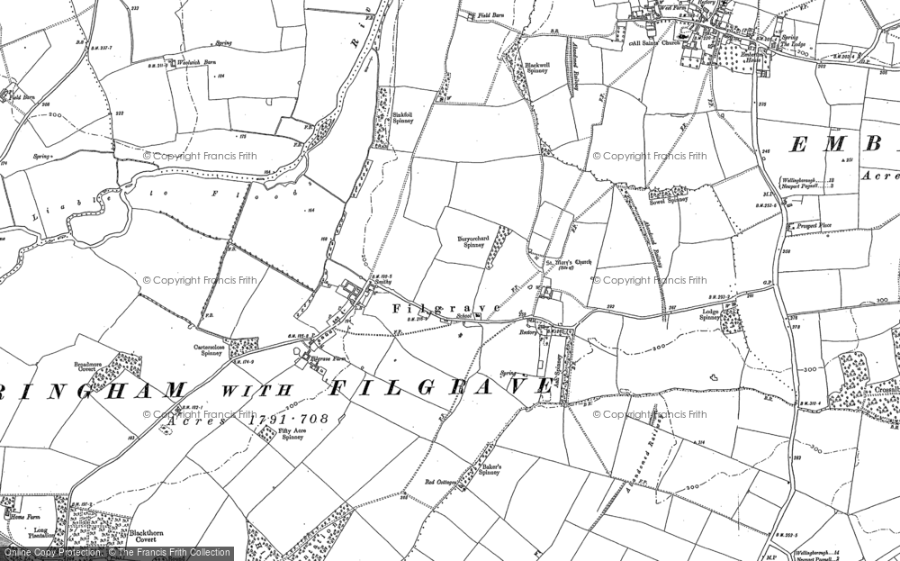 Old Map of Filgrave, 1899 in 1899