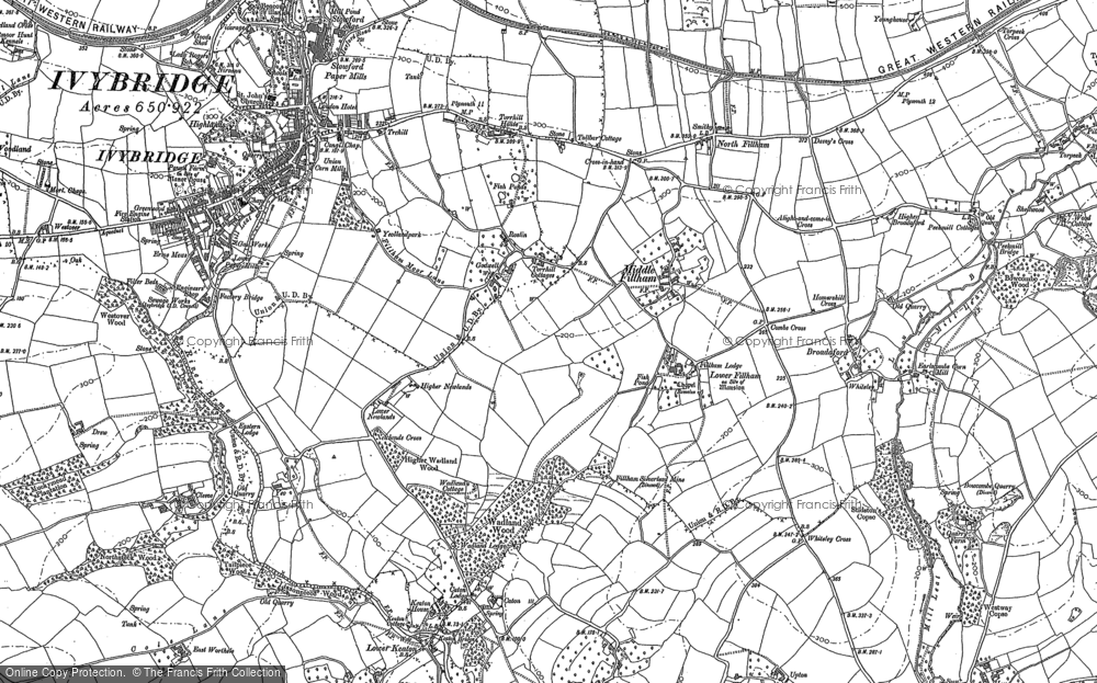 Old Map of Historic Map covering Godwell in 1886