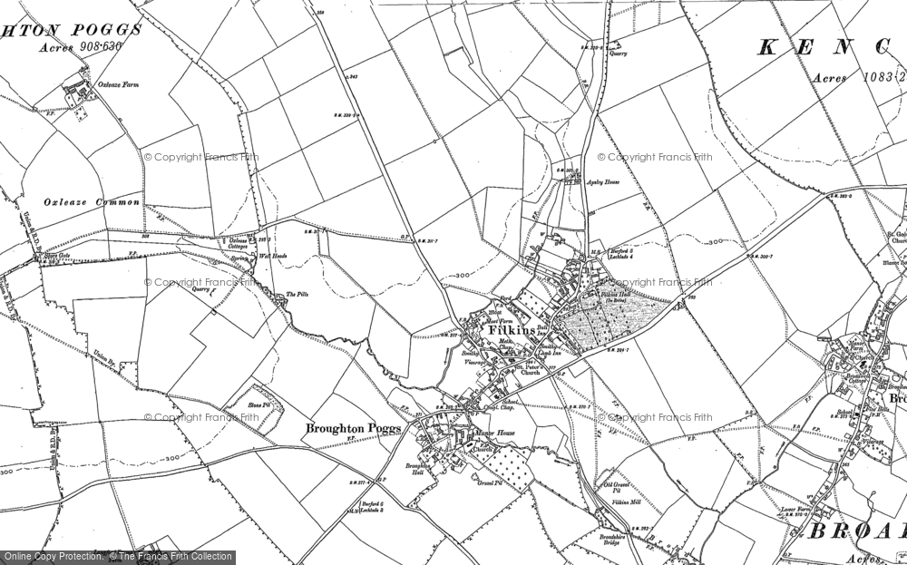 Old Map of Historic Map covering Broughton Poggs in 1898