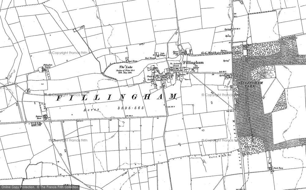 N Ingham 1907 Fillingham old map Lincolnshire 52NW repro 