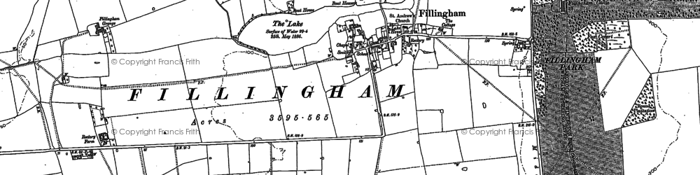Old map of Fillingham in 1885