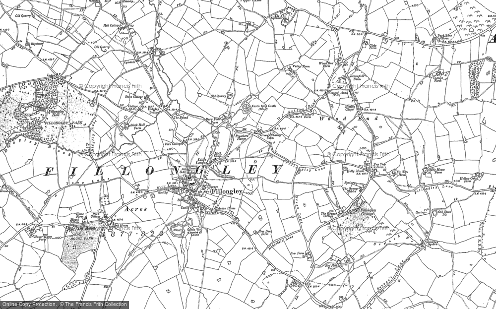 Old Map of Historic Map covering Tipper's Hill in 1887