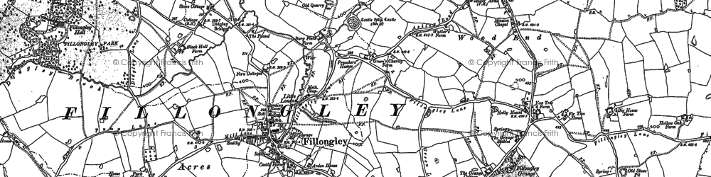Old map of Fillongley in 1887