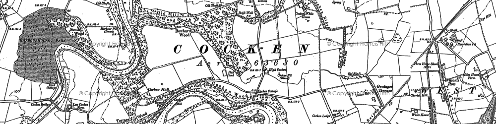 Old map of Finchale Priory in 1895