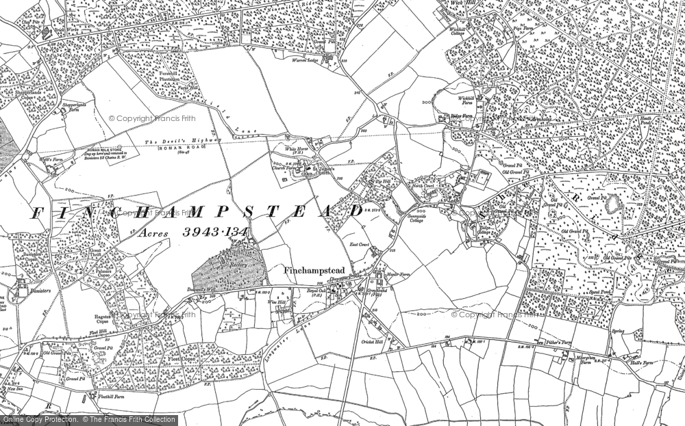 Old Map of Historic Map covering Wick Hill in 1910