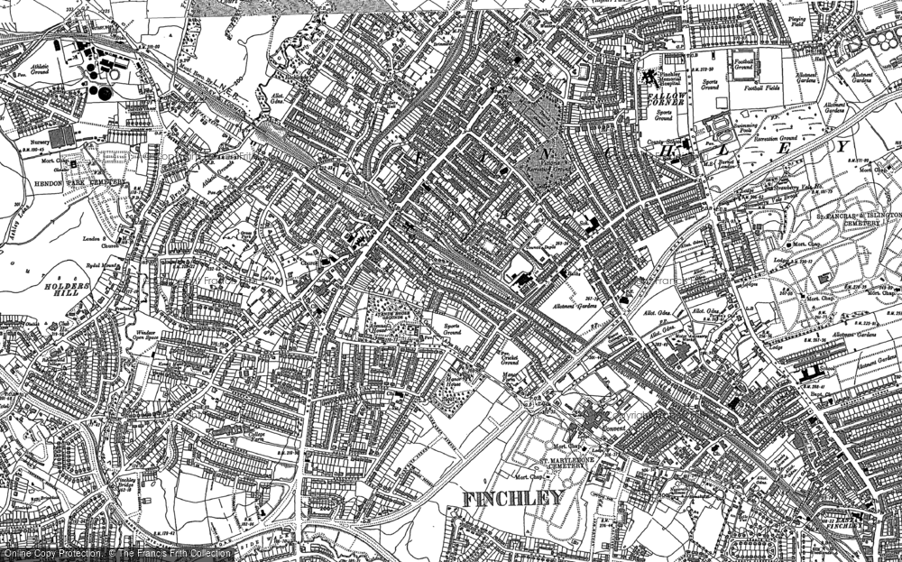 Old Map of Finchley, 1896 - 1913 in 1896