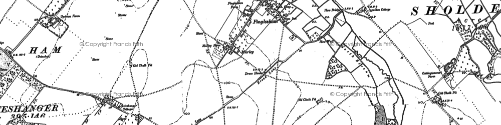 Old map of Finglesham in 1872