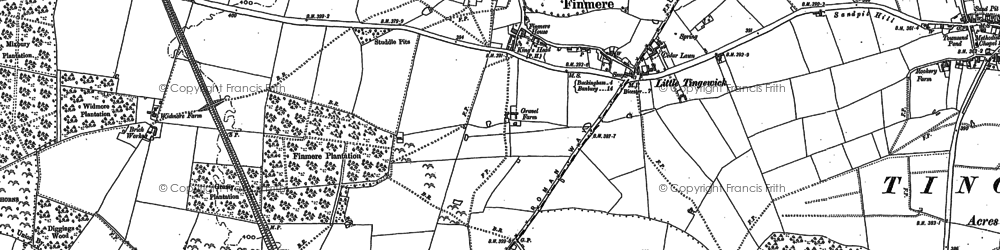 Old map of Finmere in 1898