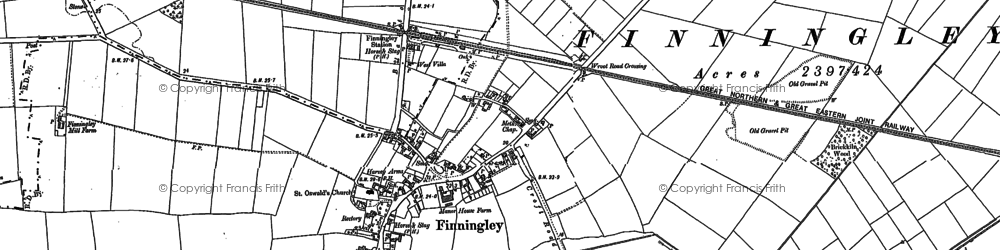 Old map of Finningley in 1891