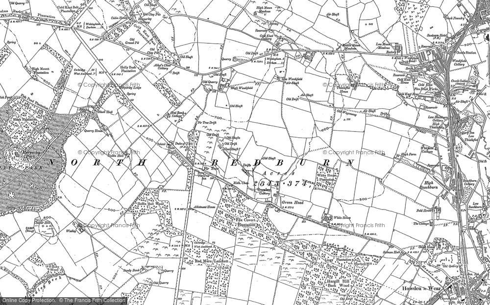 Old Map of Historic Map covering Bradley Cott in 1896